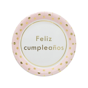 Platos - Rosa Cumpleaños -...