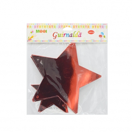 Guirnaldas - Estrellas Grandes Rojo Metalizada 12pcs