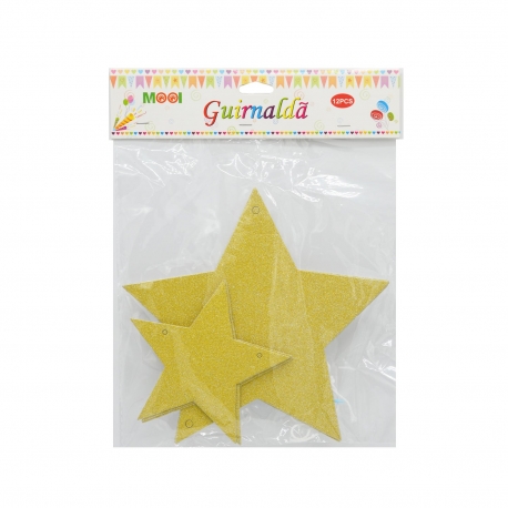 Guirnaldas - Estrellas Grandes Dorado Brillante 12pcs